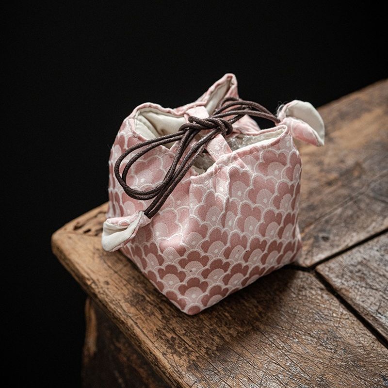 Bộ Trà Túi Vải Xách Tay Bình trà Miệng chùm dày ấm trà cốc chủ nhân Túi lưu trữ cốc trà Jianzhan Túi vải nhỏ