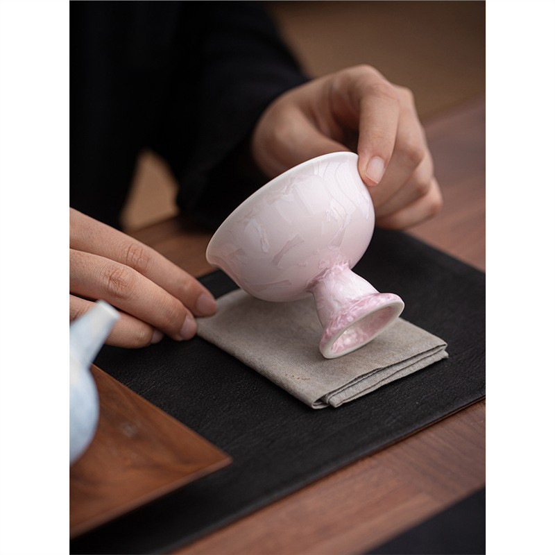 Cốc trà tráng men pha lê, cốc chủ nhân hoa băng màu hồng đặc biệt dành cho nữ sang trọng nhẹ bằng gốm sứ, giá trị cao, quà tặng đổi lò