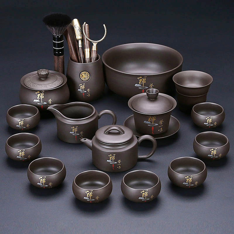 Bộ ấm trà Kung Fu trà thiền tử sa bộ ấm trà cốc trà Hanwa bộ đồ pha trà cổ điển 2025 mẫu mới gia dụng