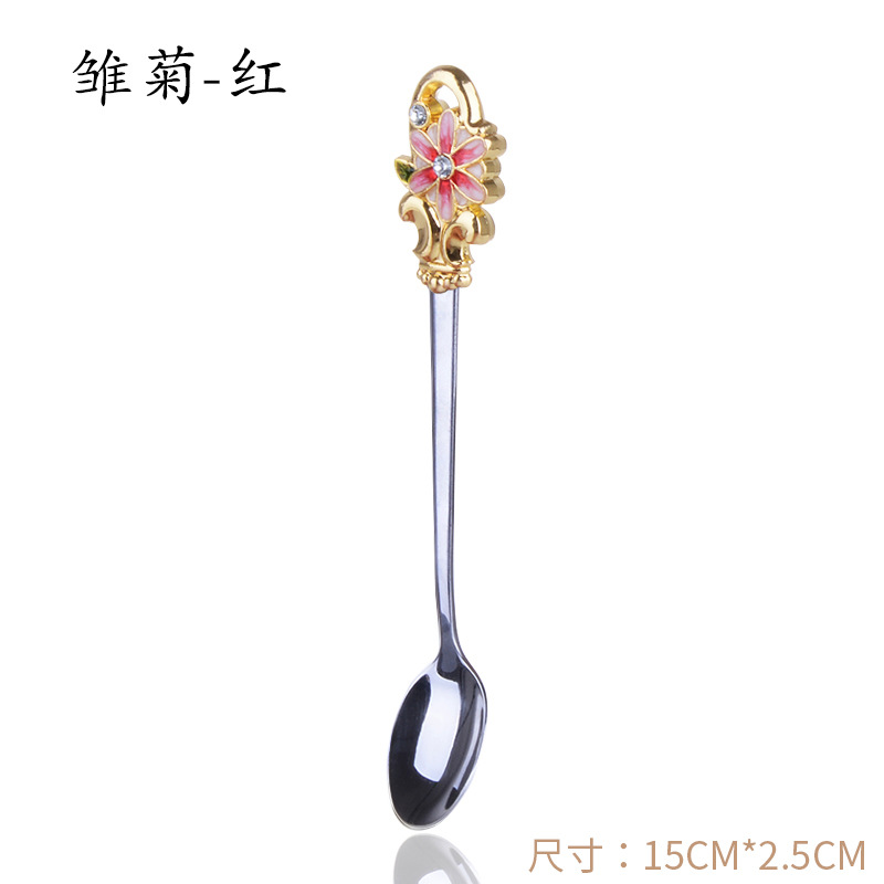 Muỗng cà phê bằng thép không gỉ Muỗng khuấy cán dài Nhà Máy Bán hàng trực tiếp Muỗng men sáng tạo Muỗng canh Muỗng canh Muỗng tráng miệng mật ong