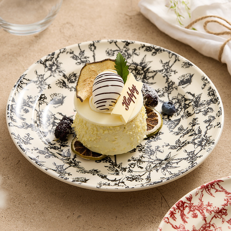 Đĩa tráng miệng bằng gốm sứ thời trung cổ Đĩa món tráng miệng Đĩa món ăn gia dụng Bộ đồ ăn cao cấp Đĩa món ăn Đĩa món ăn nguội Đĩa hình tròn