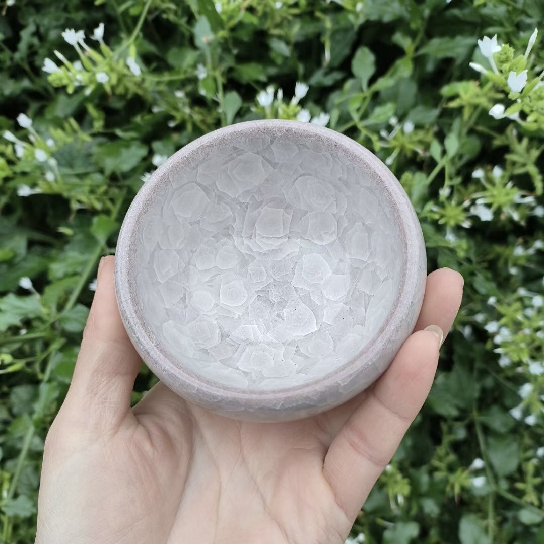 Jianyang Jianzhan Blue Ice Crack Thiền Di sản văn hóa phi vật thể Jian Kiln Tea Cup Handmade Pink Cup Xám Trắng Master Cup Bộ trà Kung Fu