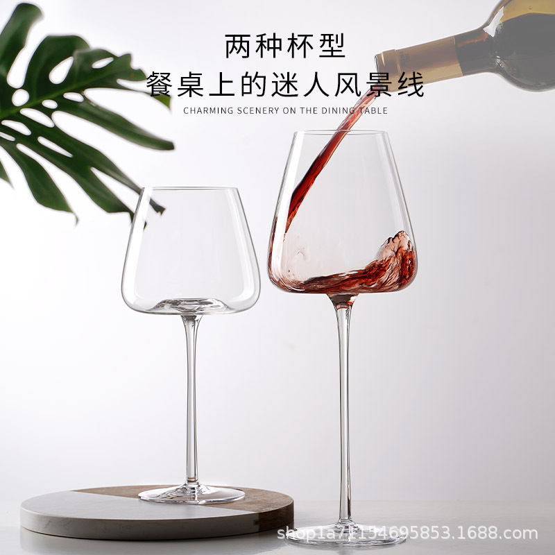 Cốc pha lê Handmade cao cấp sang trọng nhẹ Bộ ly rượu vang đỏ Bình đựng rượu cỡ lớn gia dụng sáng tạo cốc cao bụng to thủy tinh