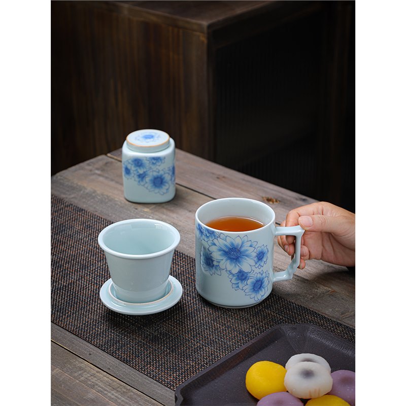 Cốc pha trà văn phòng cá nhân dành cho nam, cốc lọc trà bằng gốm sứ đặc biệt dành cho trà, quà lưu niệm di động