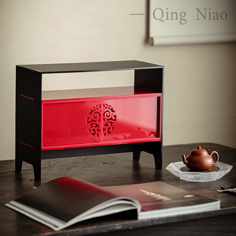 Giá để đồ Bộ trà Acrylic kiểu Trung Quốc mới, giá để đồ Bộ trà trong suốt gia dụng, Giá trưng bày ấm trà tách trà có tấm Ốp lưng