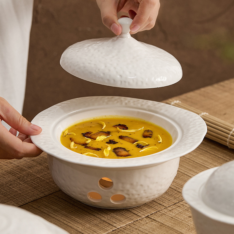 Bộ đồ ăn khách sạn Minglu bát súp gốm sứ nến cồn thương mại cách nhiệt nồi khô đĩa rau bếp nấu nóng nồi canh chén yến