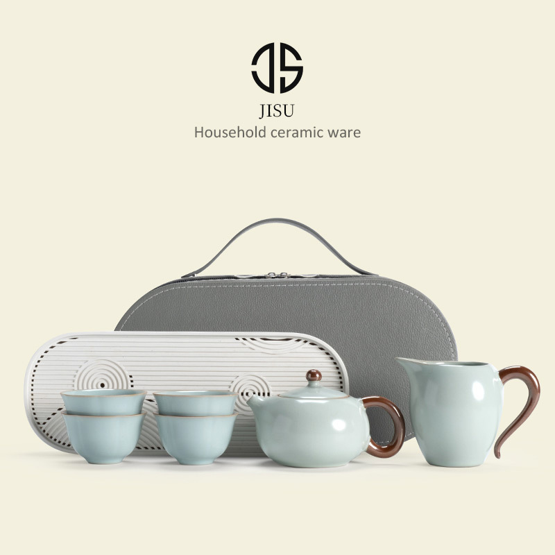 Bộ ấm trà du lịch Ruyao, tách trà, tách trà, bộ trà cầm tay, hộp quà tặng cho cha mẹ trưởng lão