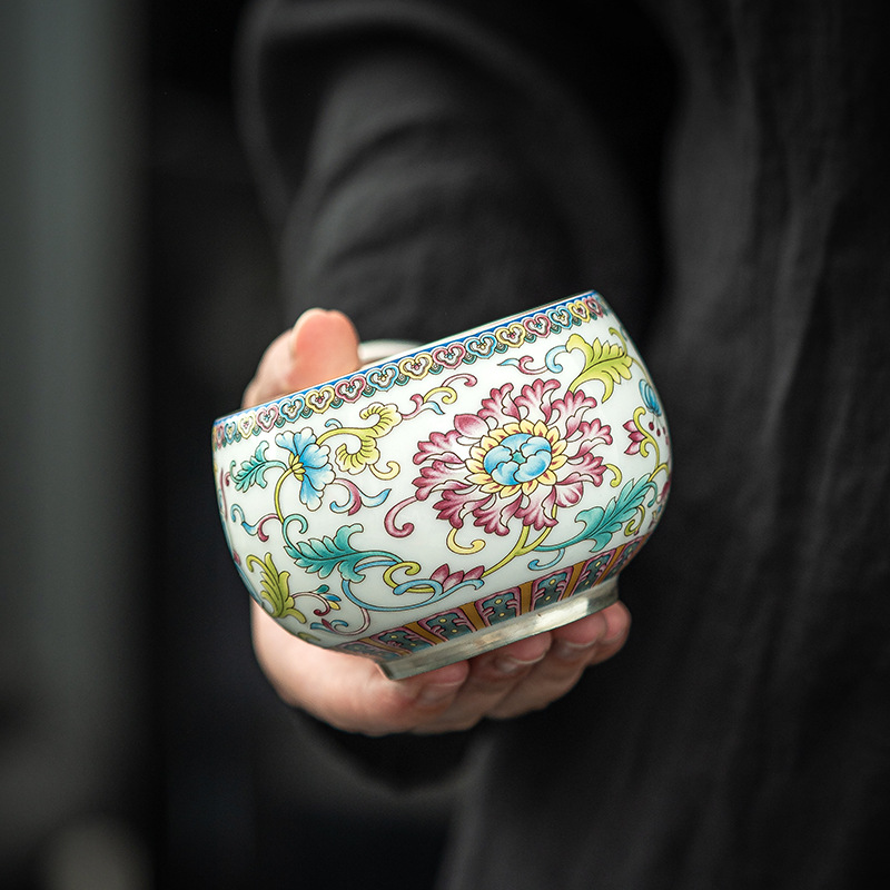 Men mạ vàng bạc cốc trà chủ cốc gốm sứ cao cấp cốc trà cá nhân bát trà dung tích lớn thiền cốc