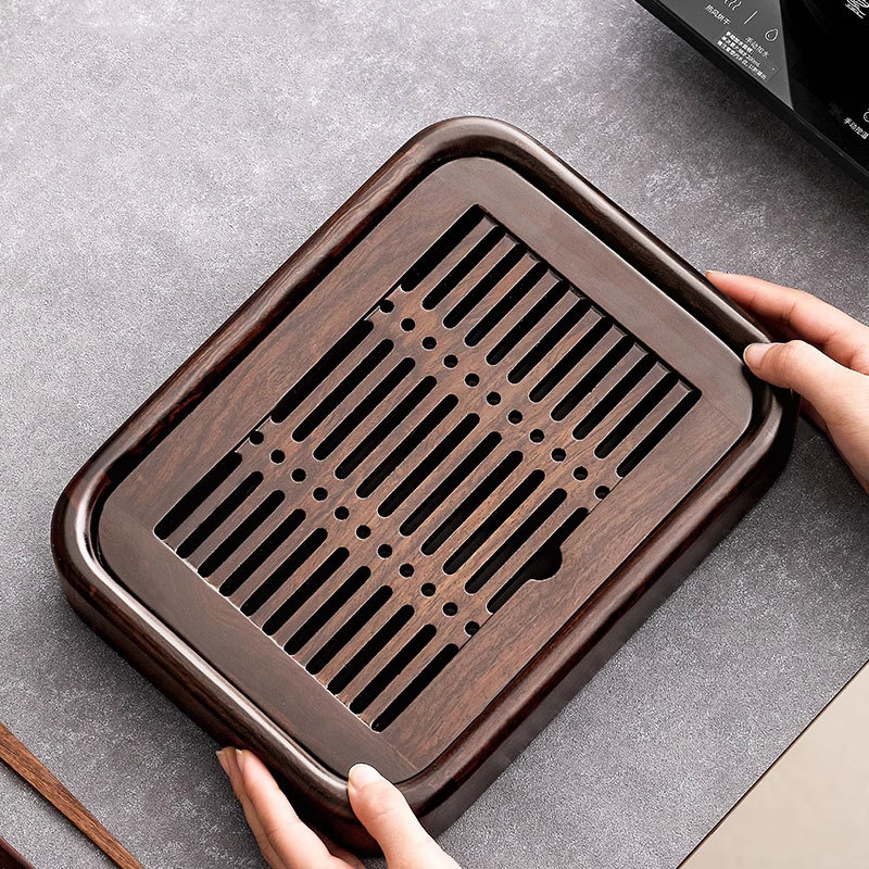 Khay trà gỗ solid gỗ mun khay đựng trà loại nhỏ khay pha khô một người mẫu mới 2025 dùng trong gia đình cao cấp