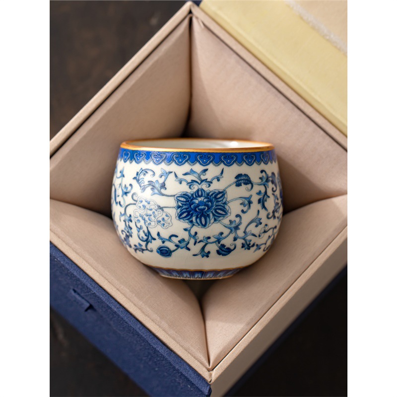 Cốc trà thiền sen xanh trắng Ruyao cốc chủ nhân cao cấp có thể nuôi được sản phẩm đặc biệt dành cho cá nhân nam nữ cốc trà quà lưu niệm