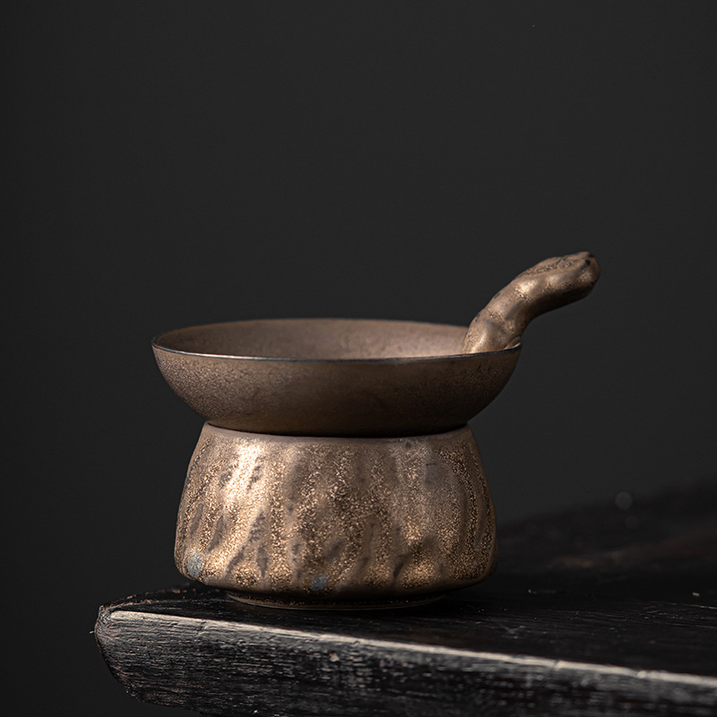 Phong cách Nhật Bản mạ Vàng MEN trà Ruyi vải không dệt lọc bã trà gốm lọc trà lọc trà Kung Fu trà đạo