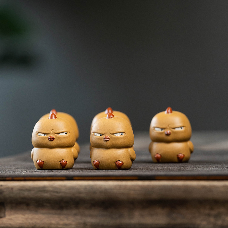Đồ trang trí Gà nhỏ màu vàng mèo cưng trà tử sa Nghi Hưng Bộ trà sáng tạo Gà nhỏ mắt xiên phụ kiện dễ thương