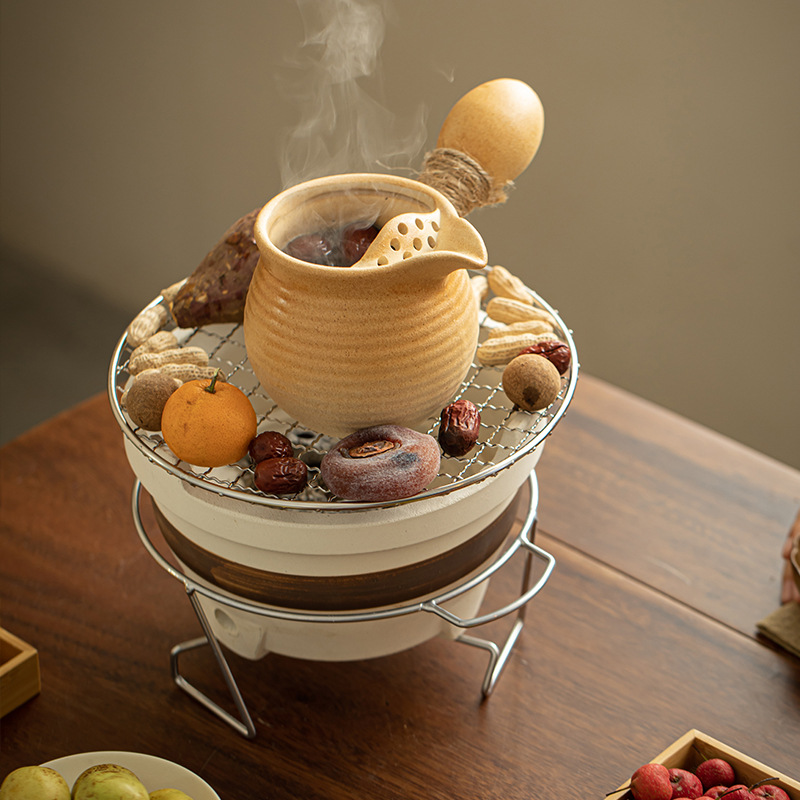 Ấm đun trà gốm thô ấm đun trà sữa nướng ấm đun trà nướng kiểu Nhật ấm bên hông ấm đun trà pha trà xung quanh bếp