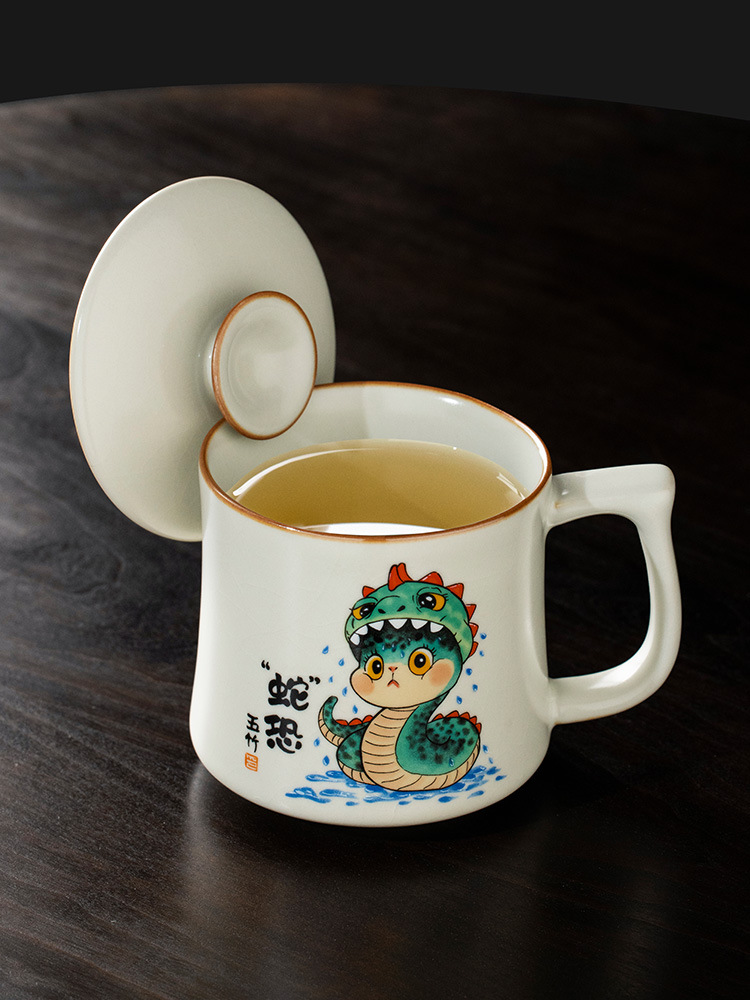 Cốc đục lỗ rắn sáng tạo Ruyao cốc uống nước văn phòng gia dụng có nắp cốc pha trà cá nhân quà tặng