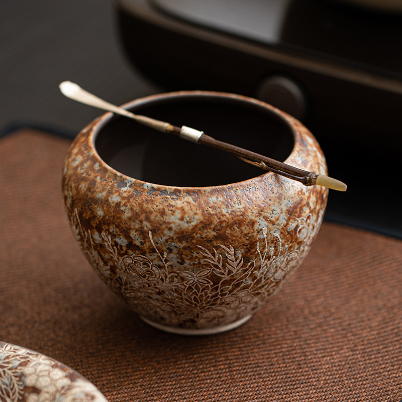 Bùn đá cũ, hoa mạ bạc Jianshui, trà đạo Kung Fu gia đình, bể chứa nước thải trà, bể chứa nước, rửa cốc