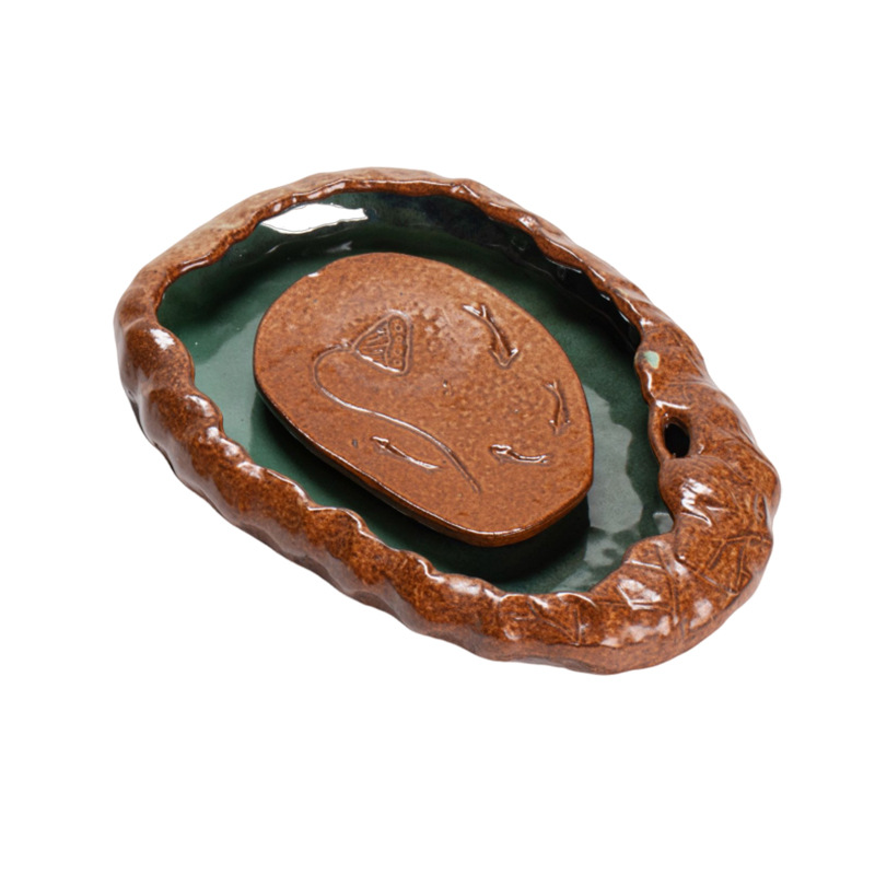 Bình đựng nước bằng gốm thô, khay đựng trà, khay đựng trà khô, khay đựng nước bằng đá nhỏ, khay đựng nước cổ điển kiểu Nhật