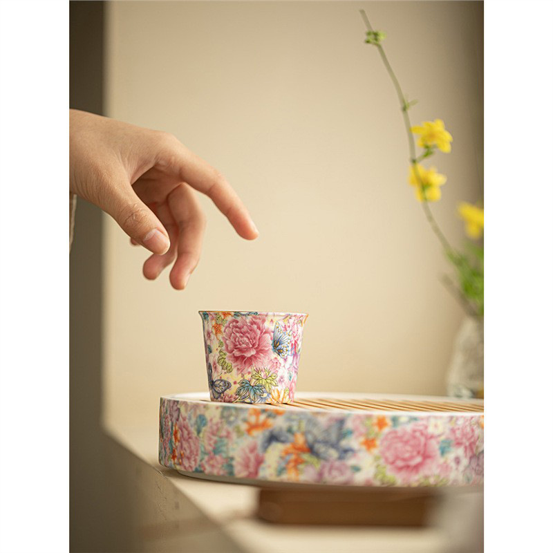 Cốc chủ nhân gốm sứ tráng men phong cách Trung Quốc cốc đơn bộ trà cao cấp nữ cốc pha trà cốc ống thẳng chuyên dụng cá nhân