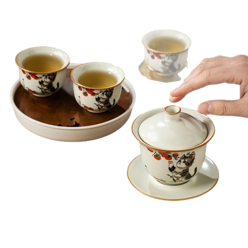 Cốc pha trà chống bỏng đơn cao cấp có nắp đậy cốc trà Kung Fu kiểu Trung Quốc