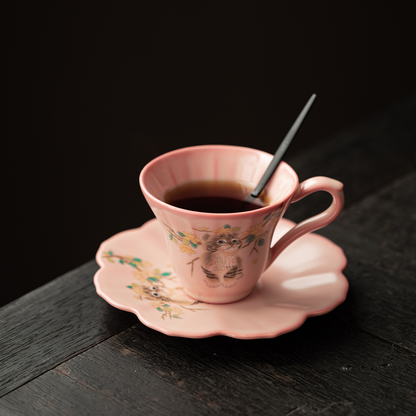 Bột thạch mỡ lợn Bộ cốc cà phê Ru Hu Wan cốc sứ vẽ tay gia dụng cốc uống nước chuyên dụng cho nữ công sở tặng quà