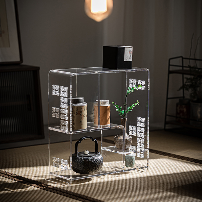 Giá để đồ trong suốt acrylic bộ trà đạo gia dụng giá trưng bày lưu trữ bộ sưu tập rỗng