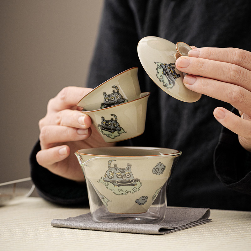 Bộ ấm trà du lịch đơn ngoài trời di động bong bóng nhỏ Kung Fu gốm sứ nhanh cốc một ấm hai cốc