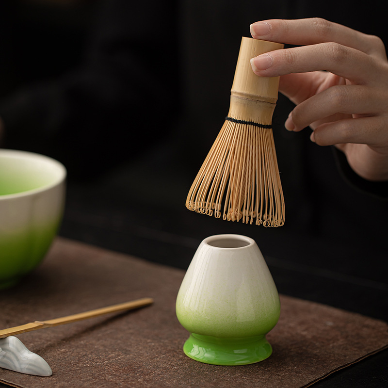 Bộ tám món Matcha cánh hoa, phụ kiện bộ trà gốm sứ gradient, bát trà, bàn chải, bộ lọc, mô phỏng bài hát, trà đạo, trà đạo