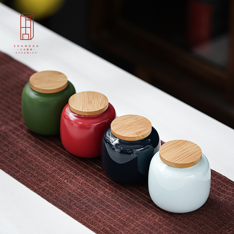 Hộp đựng trà vẽ tay, hộp gốm, hộp đựng trà nhỏ mini sáng tạo, hộp đựng đồ sứ trắng, hộp kín, bao bì trà