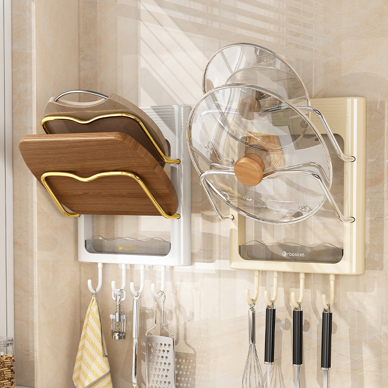 Giá để đồ nhà bếp kiểu treo tường không đục lỗ Giá để đồ gia dụng đa năng Giá để đồ gia dụng Giá để đồ thớt nhiều tầng