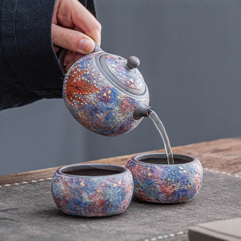 Ấm trà Jianzhan bằng đá mỏ đầy màu sắc thủ công cao thủ ấm trà Xi Shi ấm trà cổ điển gia dụng bộ trà Kung Fu