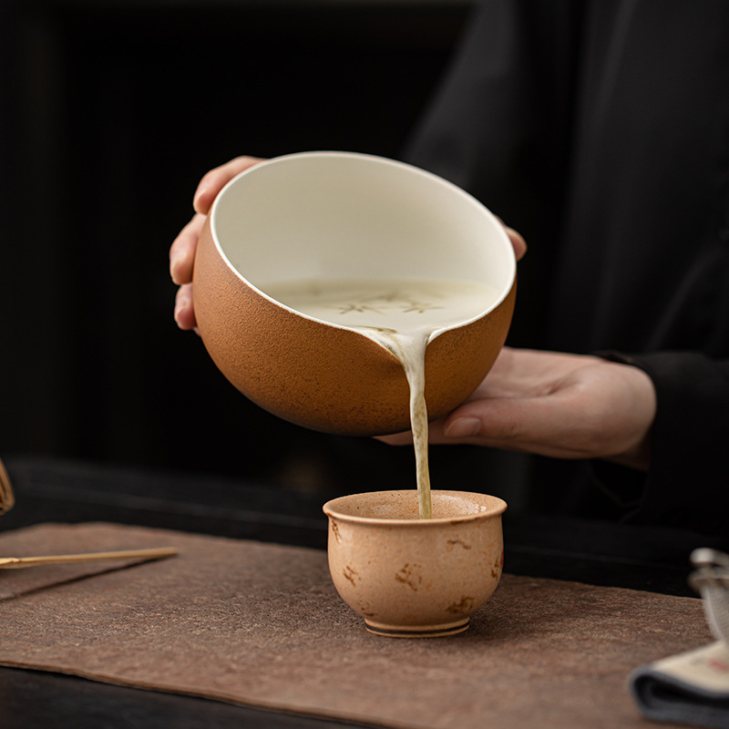 Bát matcha cổ, bình trà, bộ đứng, bát đựng trà miệng nhọn tròn, bình đựng trà, bình đựng trà, phụ kiện bộ trà gốm sứ