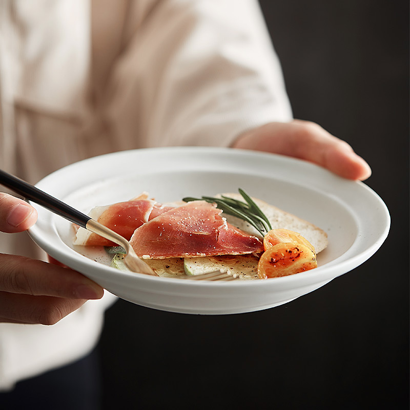 Đĩa Miệng nông gốm sứ, chấm mè, tô mì Ý kiểu Tây, tô mì Ramen gia dụng, bát canh, đĩa rau, bát salad trái cây, đĩa canh