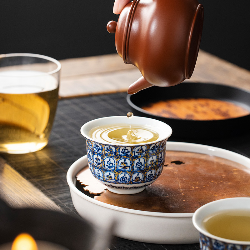 Cốc gốm sứ tráng men Ngàn Phật Cốc tròn Cốc trà Cốc chủ cao cấp chuyên dụng cá nhân Cốc trà Chén trà Bộ trà Kung Fu