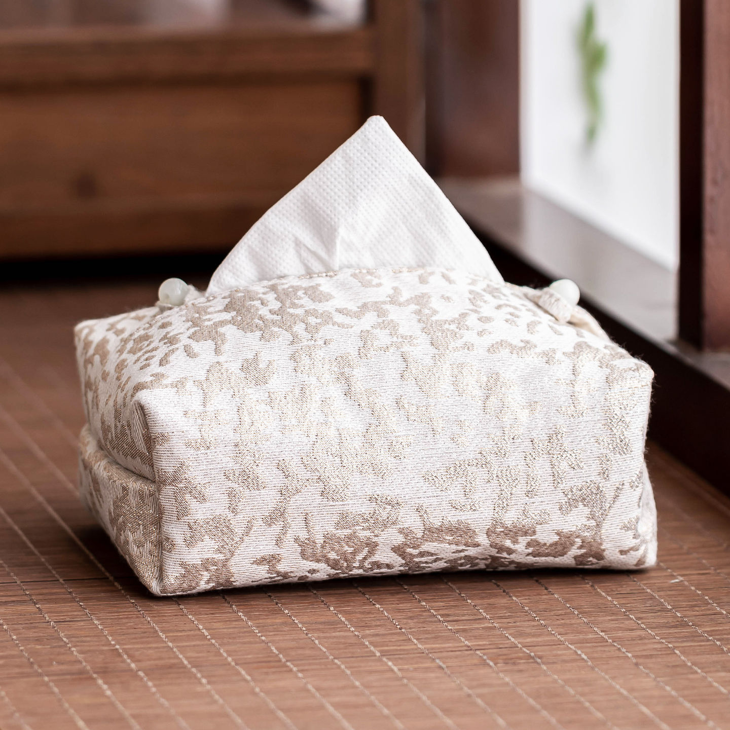 Hộp khăn giấy jacquard thổ cẩm, bàn cà phê, hộp vải sáng tạo cảm giác cao cấp, hộp đựng giấy rút trên xe, đồ trang trí cảm giác cao cấp