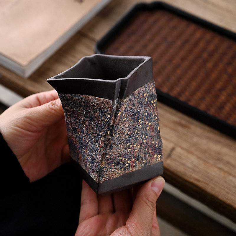 Cốc đường hầm bằng bùn đá cũ, cốc công cộng làm bằng tay, dụng cụ chia trà, bộ trà kungfu gia dụng kiểu Nhật, cốc đồng nhất có thể nâng bảy