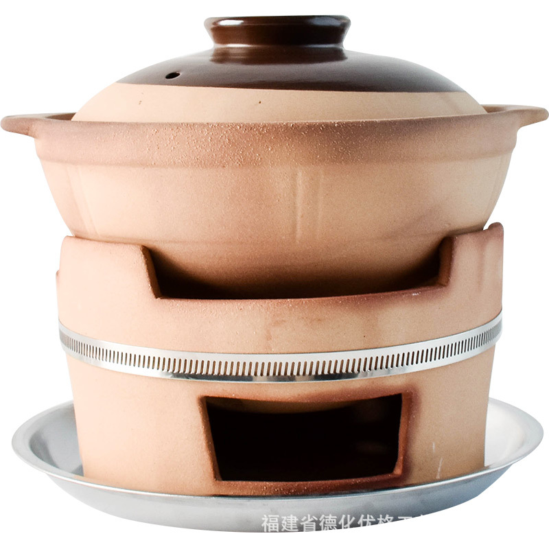 Nồi đất nung nhỏ truyền thống dùng cho lẩu, cơm, món hầm và súp, thích hợp cho bếp gas, có khay giữ nhiệt.