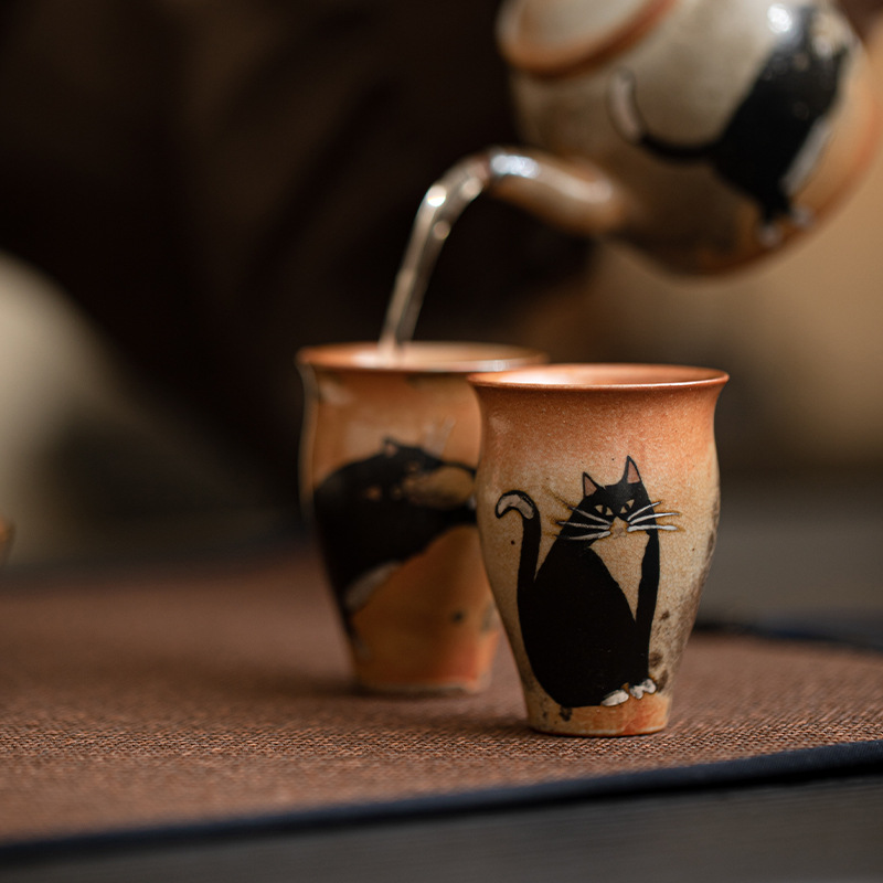 Lò nung kiểu Nhật Bản cổ điển Zhiye Cat Wen Qing Cup Gốm sứ Kung Fu Trà Cup Wenxiang Cup Master Nhỏ Cup Đơn