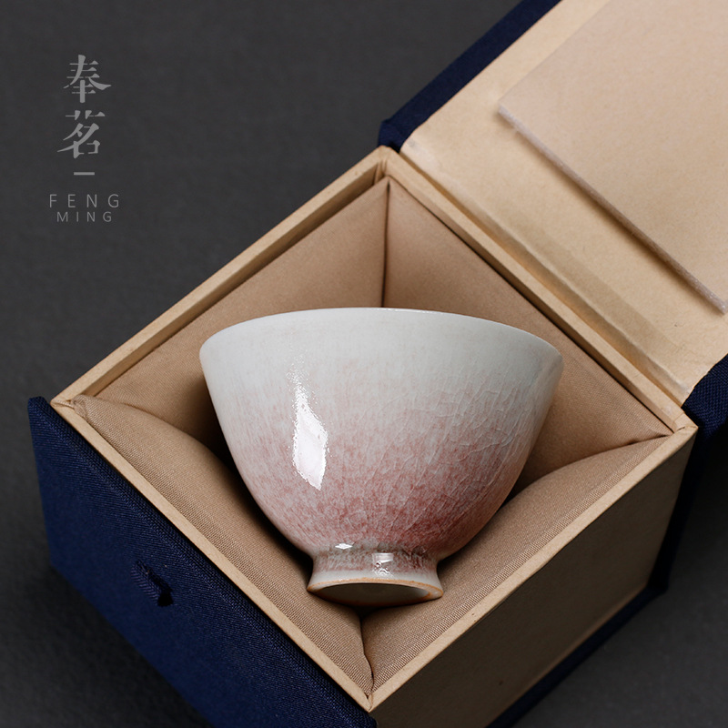 Lò nung thủ công thay đổi cốc chủ nhân màu đỏ anh đào cốc trà Kung Fu cốc trà đơn cho cốc gốm sứ cá nhân làm quà tặng