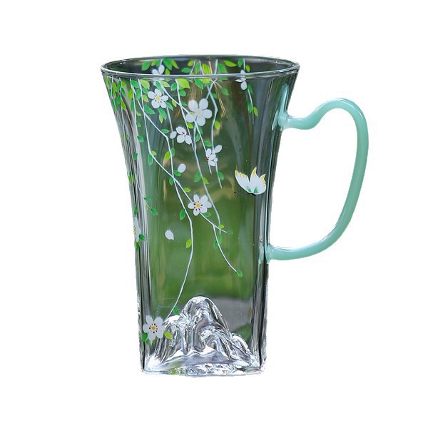 Cốc pha trà văn phòng cốc nước cốc trà xanh Huachao cốc thủy tinh chịu nhiệt borosilicat cao cốc văn phòng cốc chuyên dụng cá nhân tại nhà