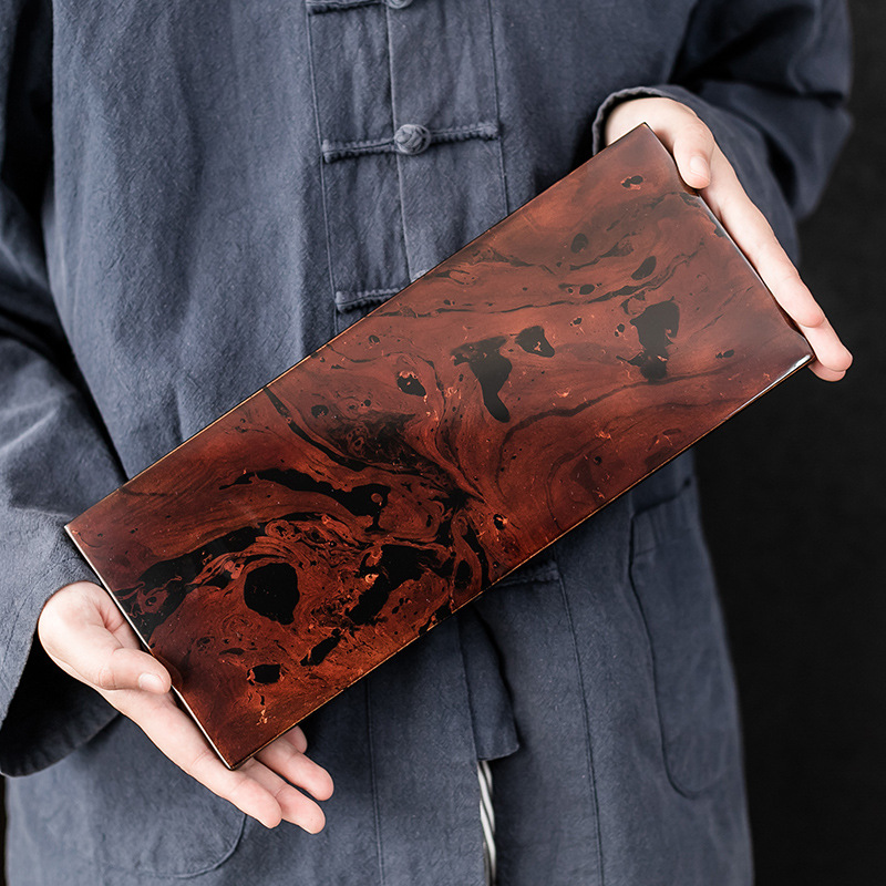 Khay pha trà sơn mài lớn kiểu giữa Đại An Đường khay pha khô bàn pha trà Kung Fu phòng khách gia dụng khay pha khô trang trí phòng trà