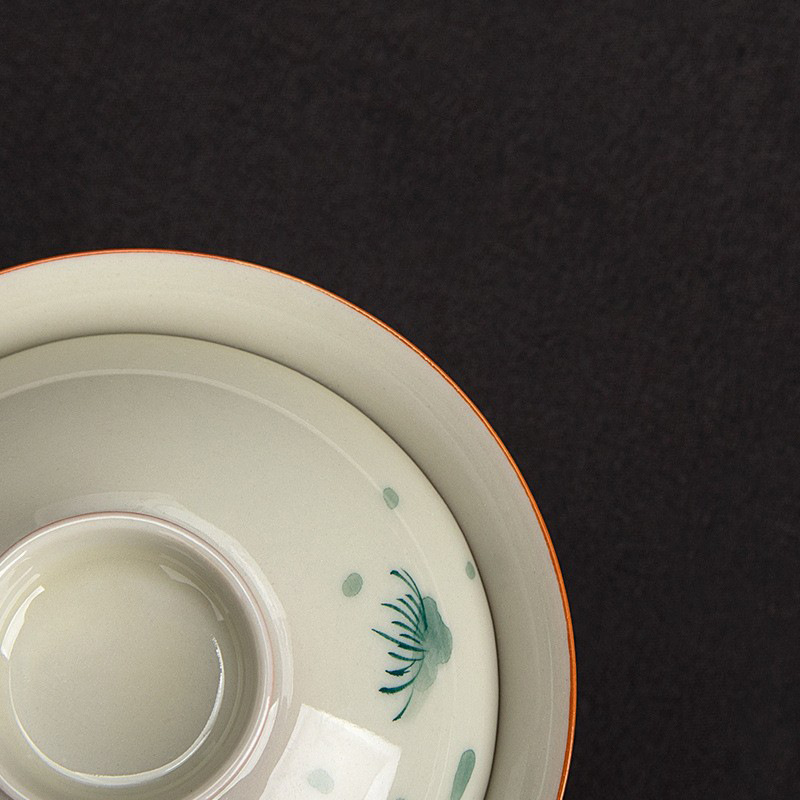 Bát có nắp vẽ tay, tách trà nhị tài, bộ trà công phu nhỏ, bộ pha trà gốm sứ có nắp, bộ trà đơn bán buôn gia dụng