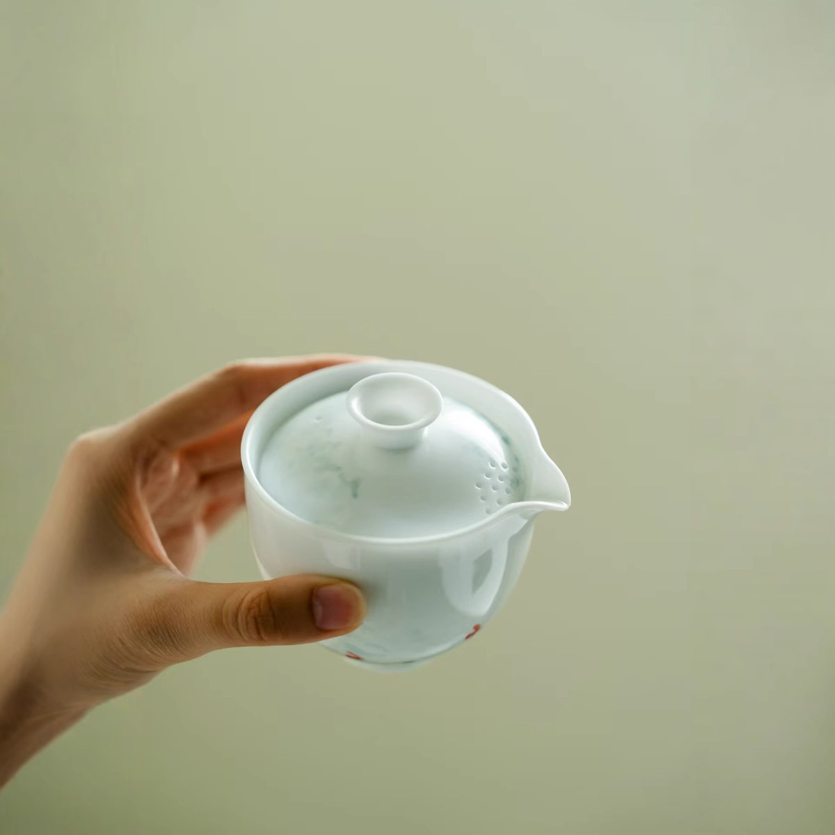 Bộ ấm chén du lịch sứ ngọc vẽ tay tinh xảo dành cho một người, cốc nhanh di động, một ấm, bộ ấm chén ba cốc, kích thước du lịch