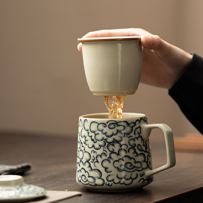 Cốc văn phòng Ruyao Xiangyun Cốc gốm sứ gia dụng Cốc uống nước chuyên dụng cá nhân Cốc tách trà