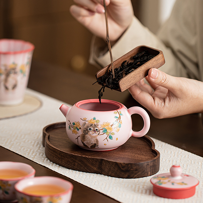 Ấm trà mèo Xishi đông lạnh mỡ lợn ấm trà gốm sứ gia dụng cỡ lớn Ấm lọc Hộp Quà Bộ trà Kung Fu kiểu Trung Quốc