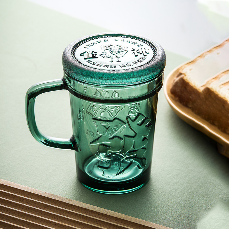 Cốc pha trà văn phòng gia dụng có nắp đậy cốc uống nước sáng tạo nhiệt độ cao quốc gia