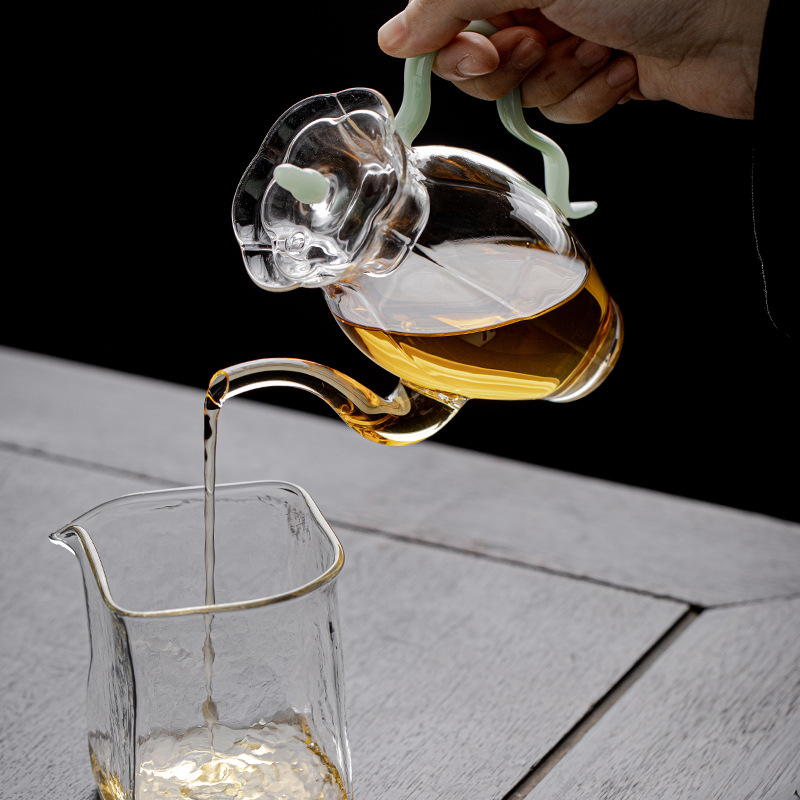 Ấm trà thủy tinh Borosilicat cao chịu nhiệt ấm trà Trà Hoa gia dụng ấm trà Trà Trái Cây trà trà trong suốt Bộ trà Kung Fu