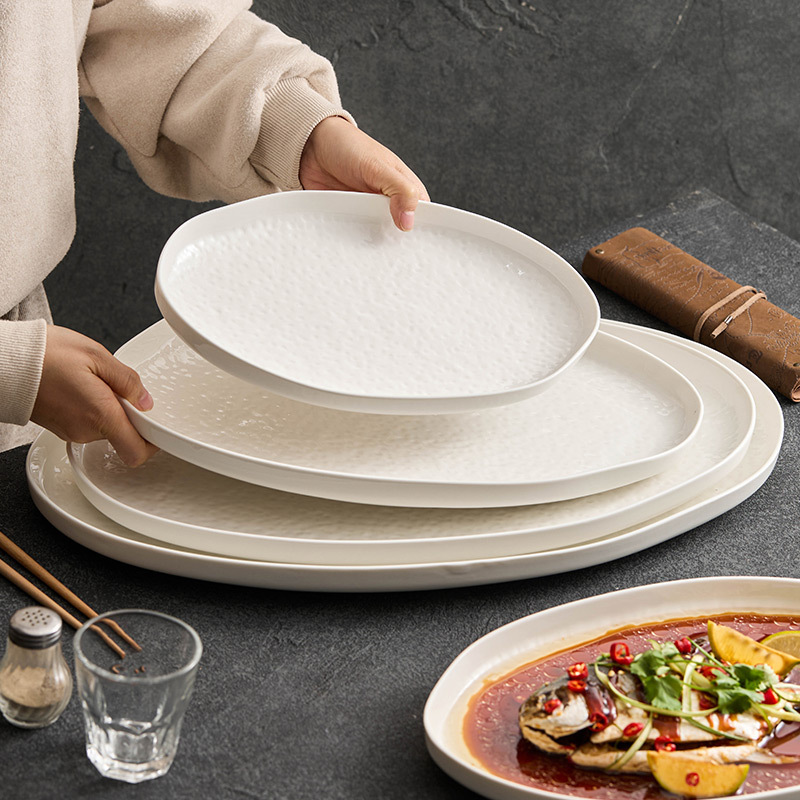 Đĩa gốm sứ Bắc Đẩu, đĩa cá, đĩa hấp cá, đĩa gia dụng, đĩa ăn hình búa khách sạn sáng tạo cỡ lớn