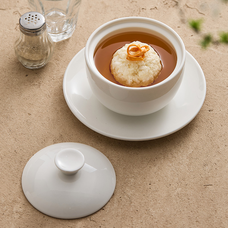 Chén hầm, chén canh gia dụng có đĩa, bộ đồ ăn khách sạn sáng tạo, chén tổ yến nhảy tường Phật cho một người, loại nhỏ thương mại