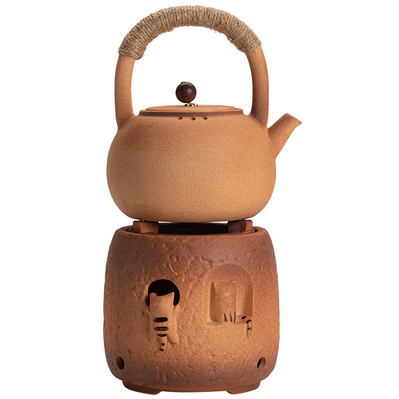 Lò đốt than Mèo Đường, bếp than, bếp lò, bếp nhỏ, nồi đất nung khô chịu nhiệt độ cao, Trọn bộ dụng cụ pha trà Kung Fu