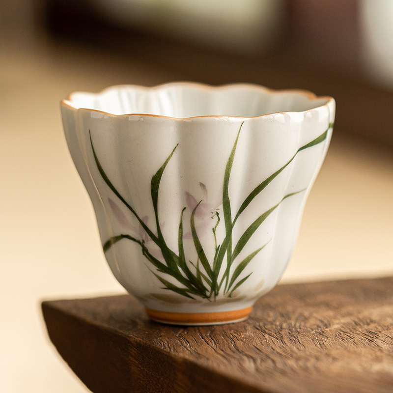 Cốc trà gốm sứ hoa lan vẽ tay cốc chủ nhân cốc uống trà gia dụng cốc nước cốc bergamot cốc trà hộp quà