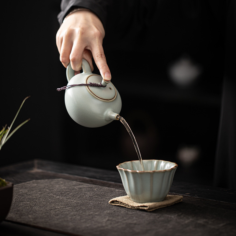 Ấm trà Peace Pot, họa tiết cánh ve sầu, lọc lỗ cầu, ấm trà Ru Kiln lớn, bộ ấm trà gốm sứ Kung Fu, dụng cụ pha trà